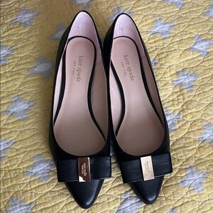 Kate Spade Black Flats with Gold Accents